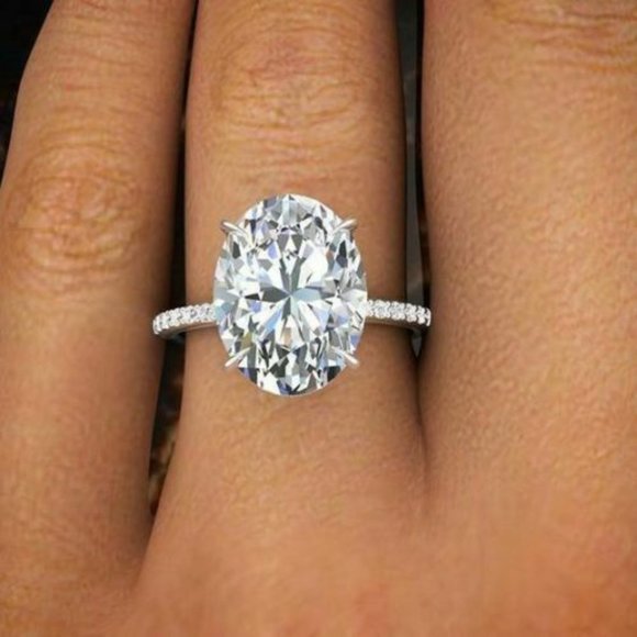 Diamond Ring 3.00 ct Oval Cut Diamond Engagement Ring VVS1/D Moissanite - Picture 1 of 2
